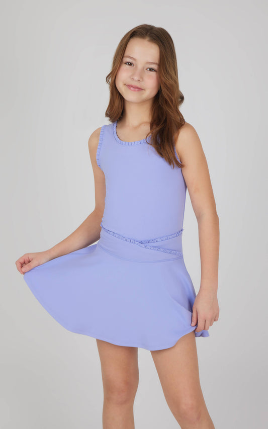 Girls Lettuce Edge Tank and Ruffle Crossover Skort - Set: SWEET LAVENDER