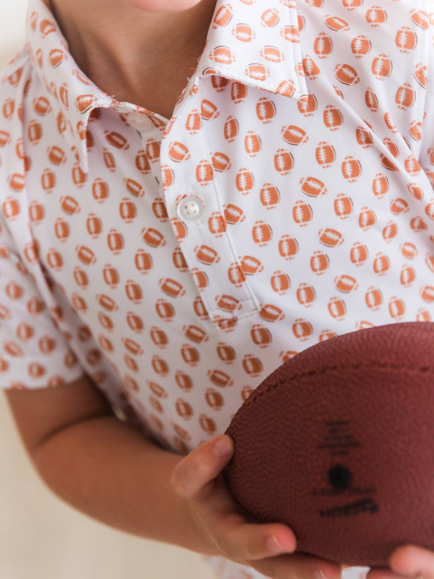 Boys Football Frenzy Knit Short Sleeve Performance Polo: White