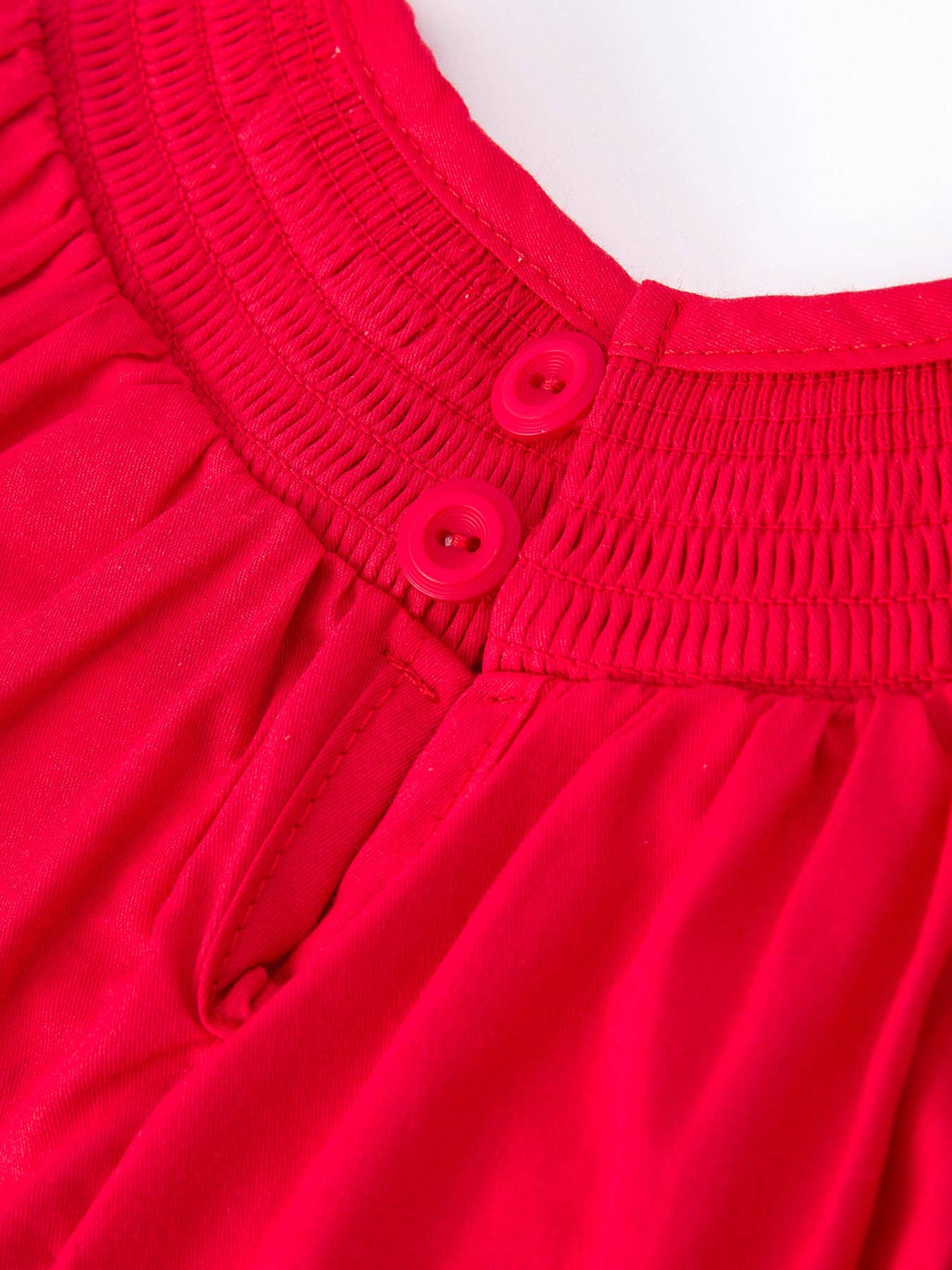 Red Christmas Baby Girls Romper: Nativity Embroidery