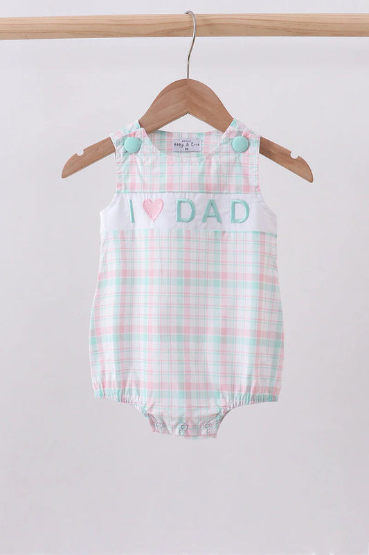 I love dad embroidery plaid bubble baby boy
