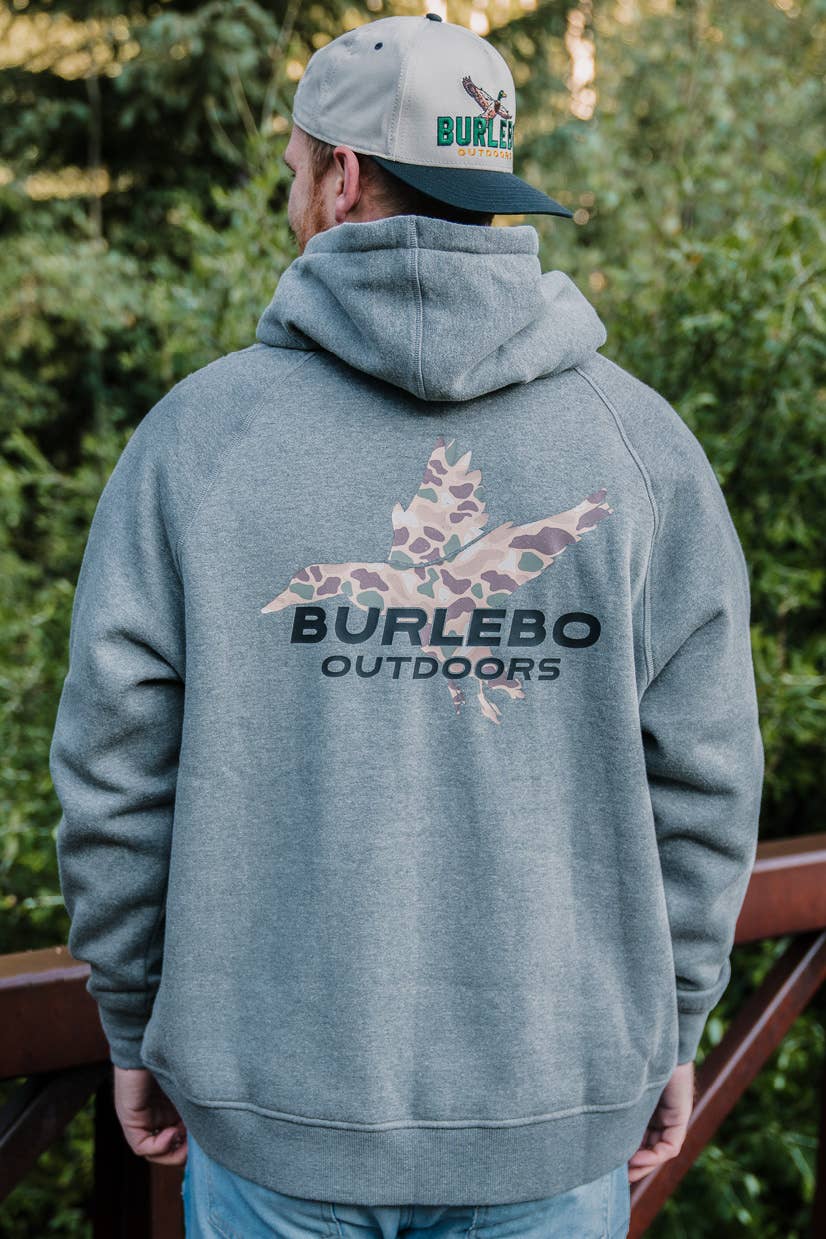 Burlebo Fleece Hoodie - Pintail Diving Duck - Dark Heather Grey