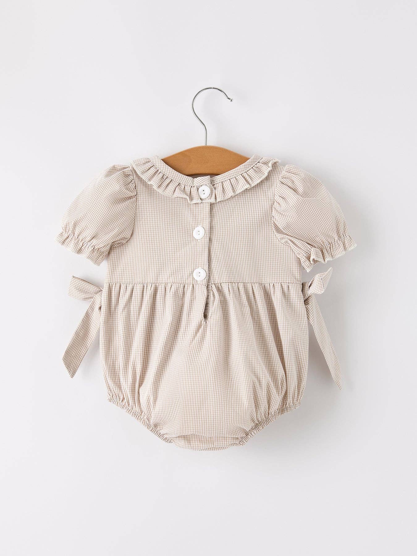 Halloween & Thanksgiving Pumpkin Embroidery Smock Plaid Baby Girl Romper