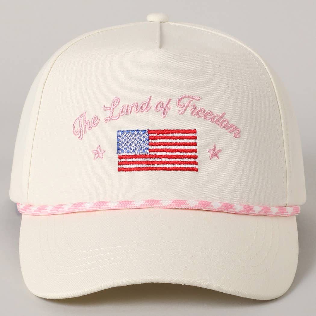 The Land of Freedom Flag Embroidered Trucker Hat: ROYAL BLUE / ONE SIZE