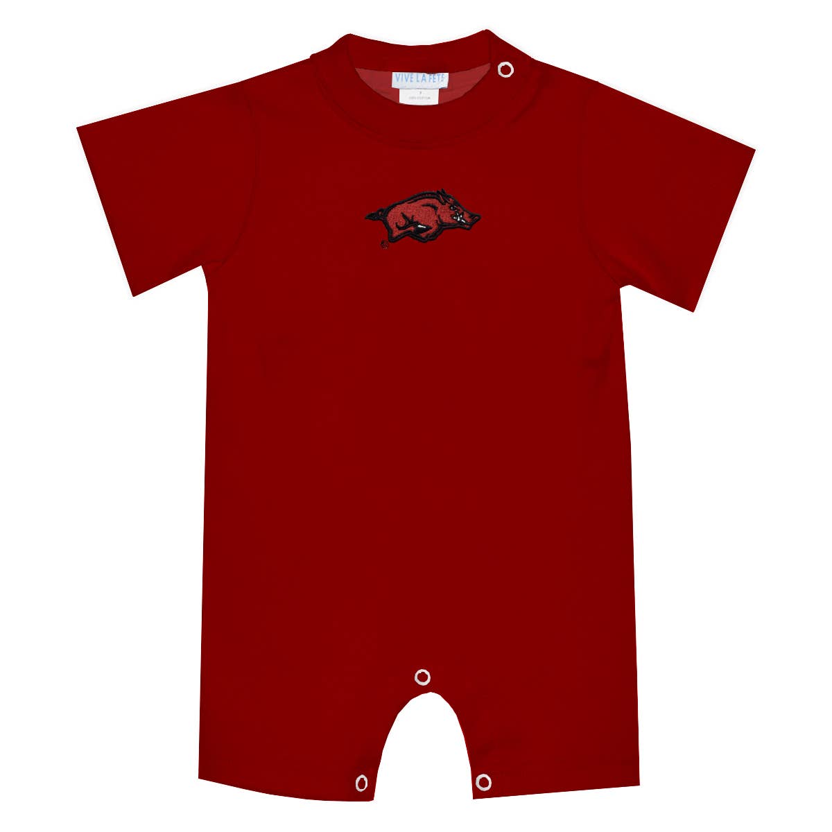 Arkansas Razorbacks Embroidered Short Sleeve Romper red
