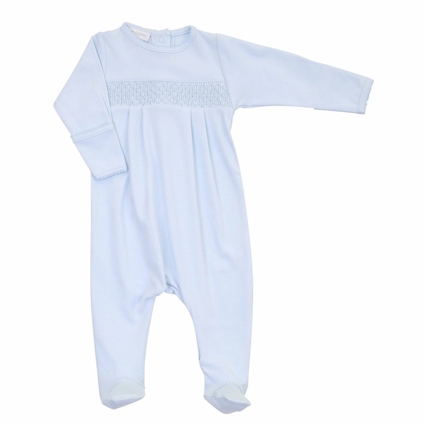 Essentials blue smocked footie magnolia baby