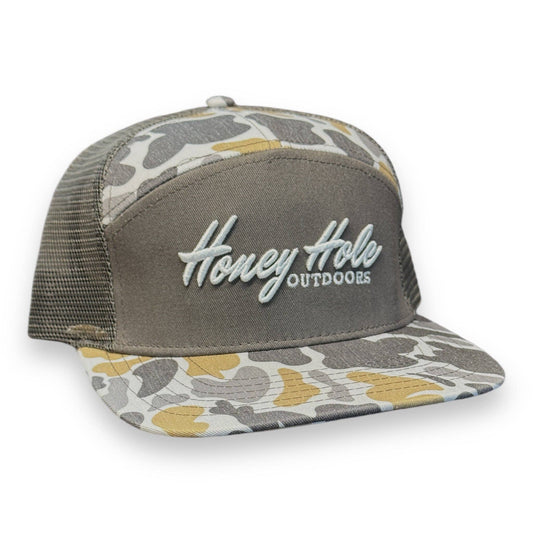 Honey Hole 7 Panel Flatbill - Heritage - Smoke Camo