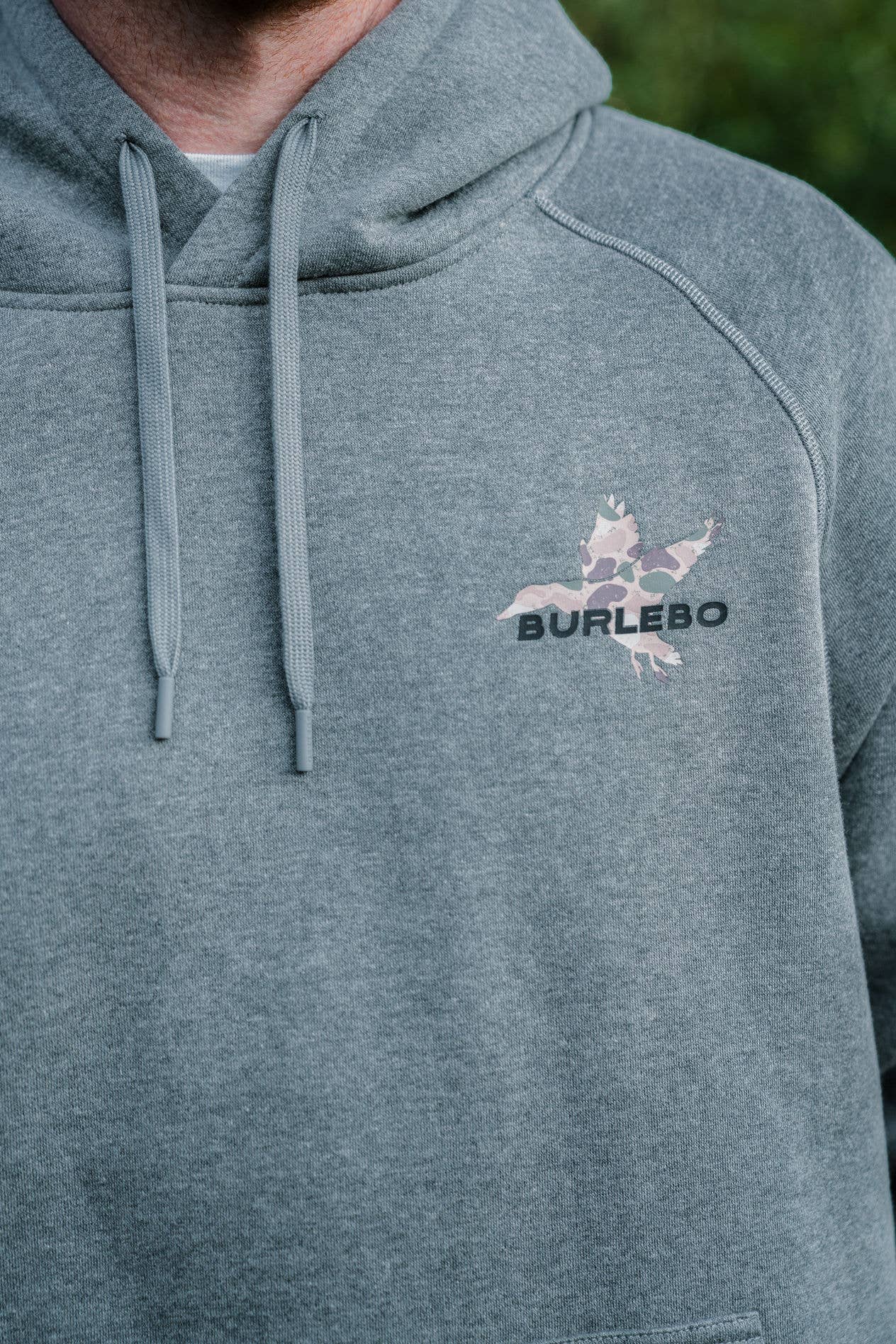 Burlebo Fleece Hoodie - Pintail Diving Duck - Dark Heather Grey