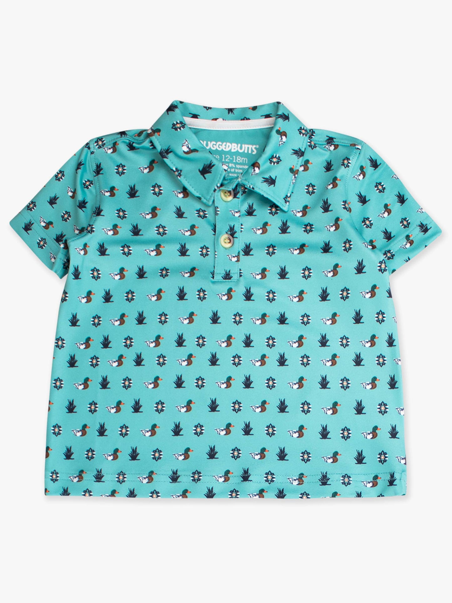 Boys Dapper Ducks Knit Short Sleeve Performance Polo: Blue