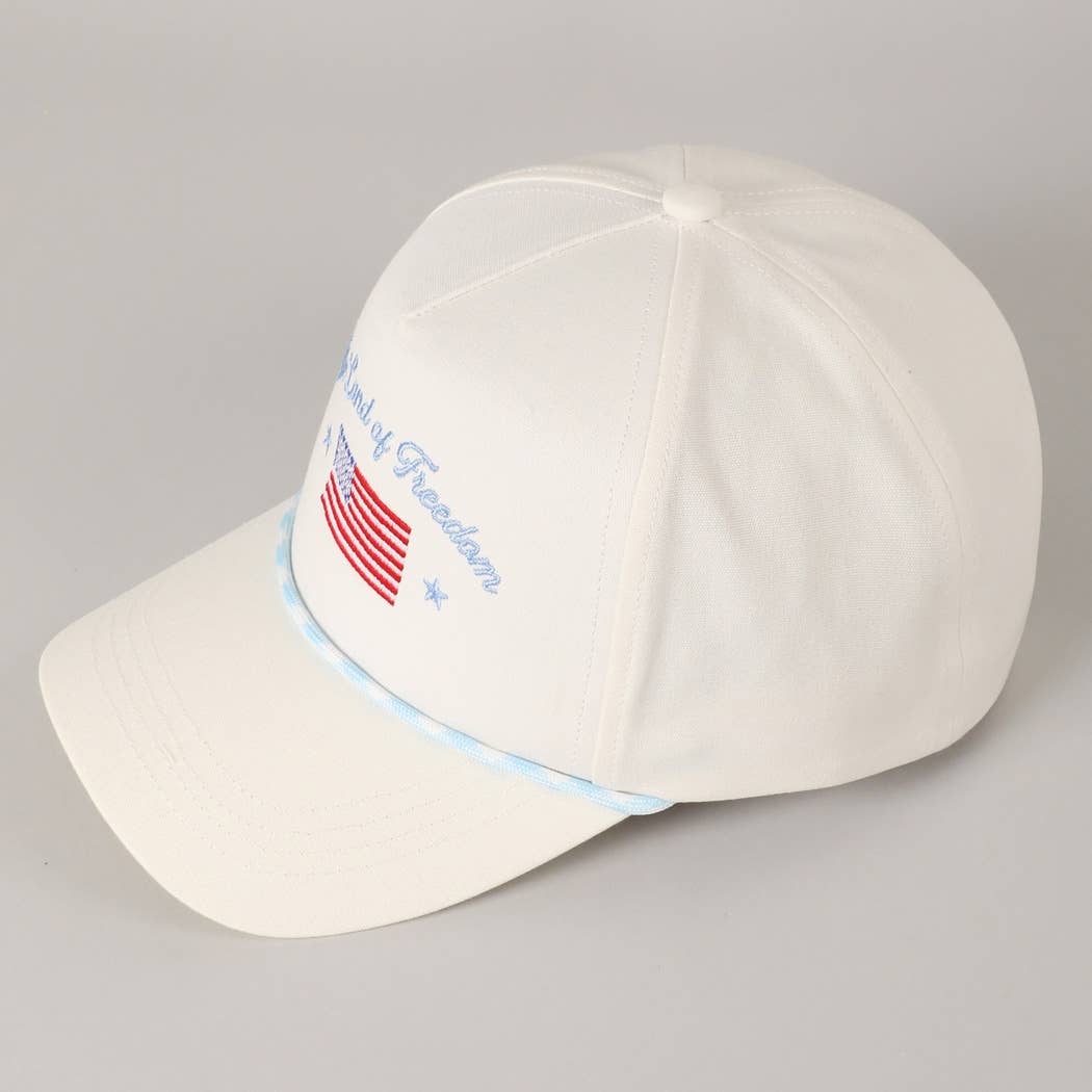 The Land of Freedom Flag Embroidered Trucker Hat: ROYAL BLUE / ONE SIZE