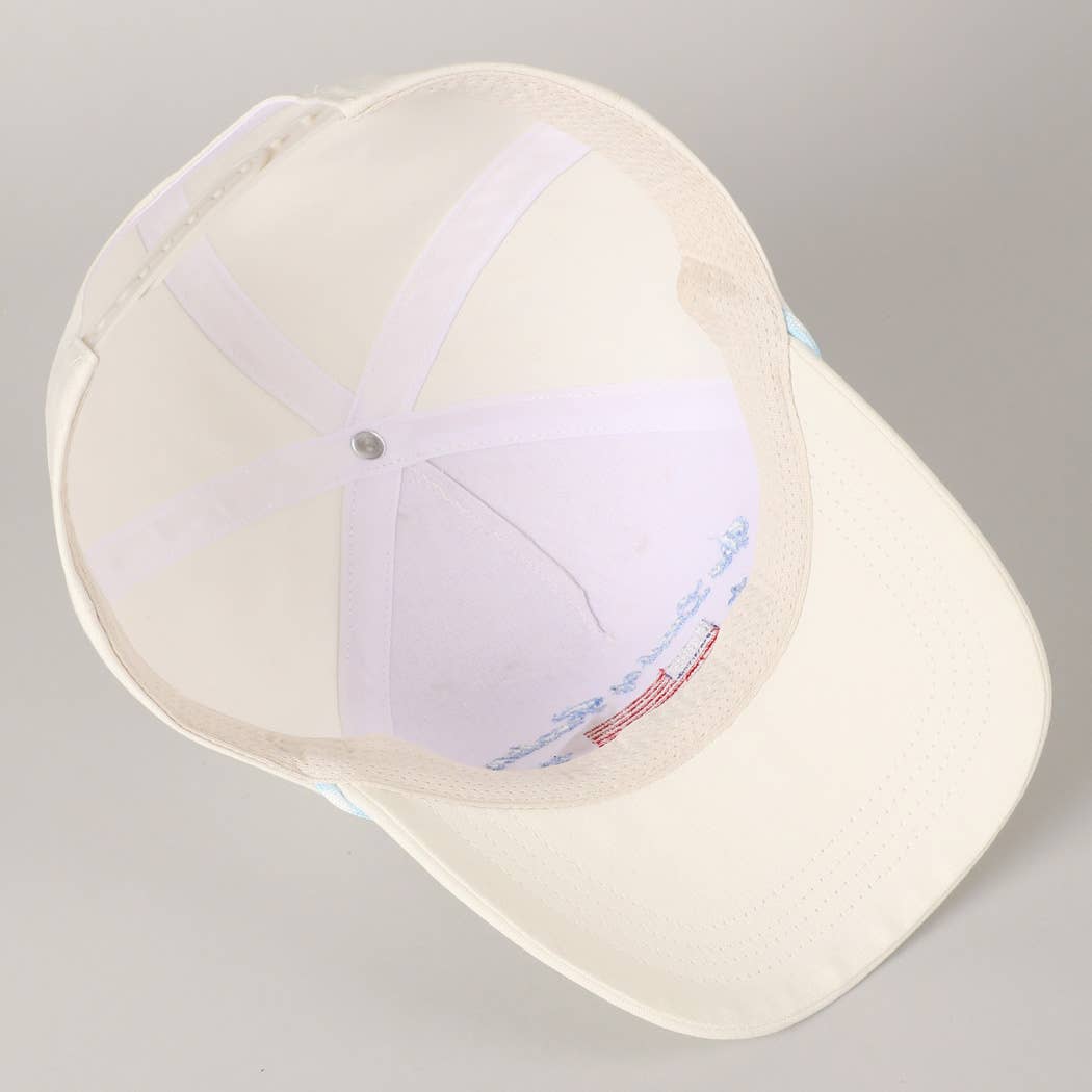 The Land of Freedom Flag Embroidered Trucker Hat: ROYAL BLUE / ONE SIZE