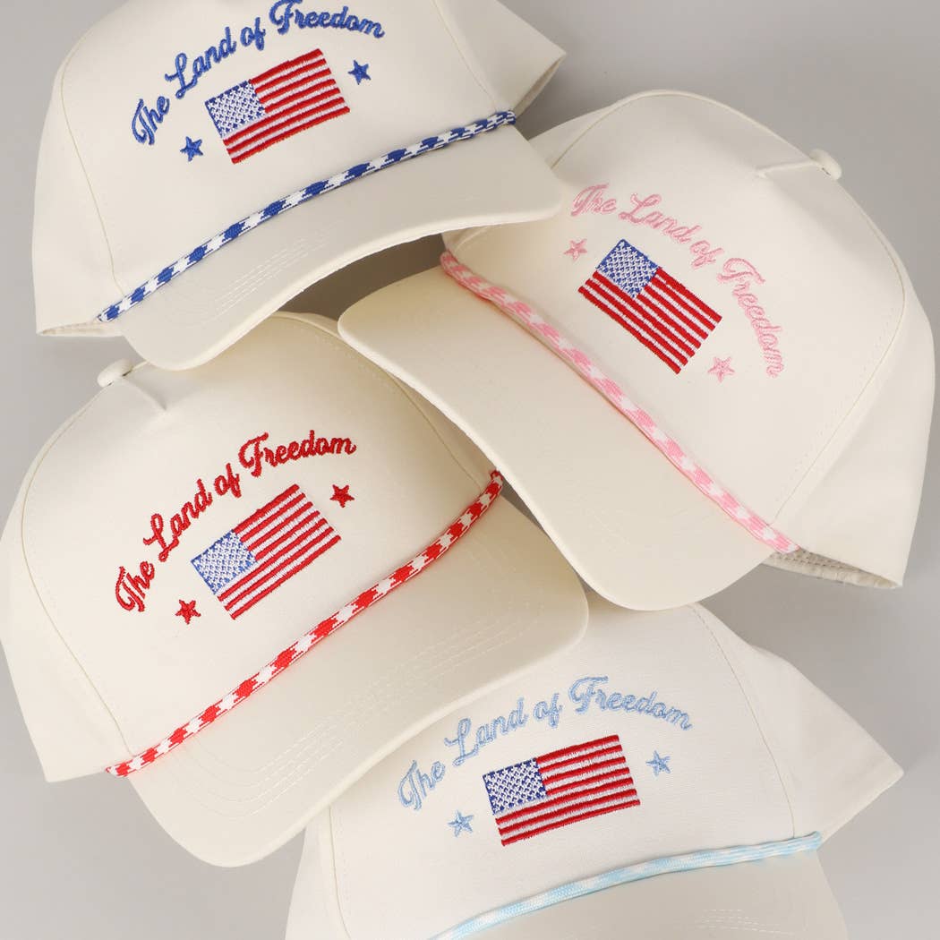 The Land of Freedom Flag Embroidered Trucker Hat: ROYAL BLUE / ONE SIZE