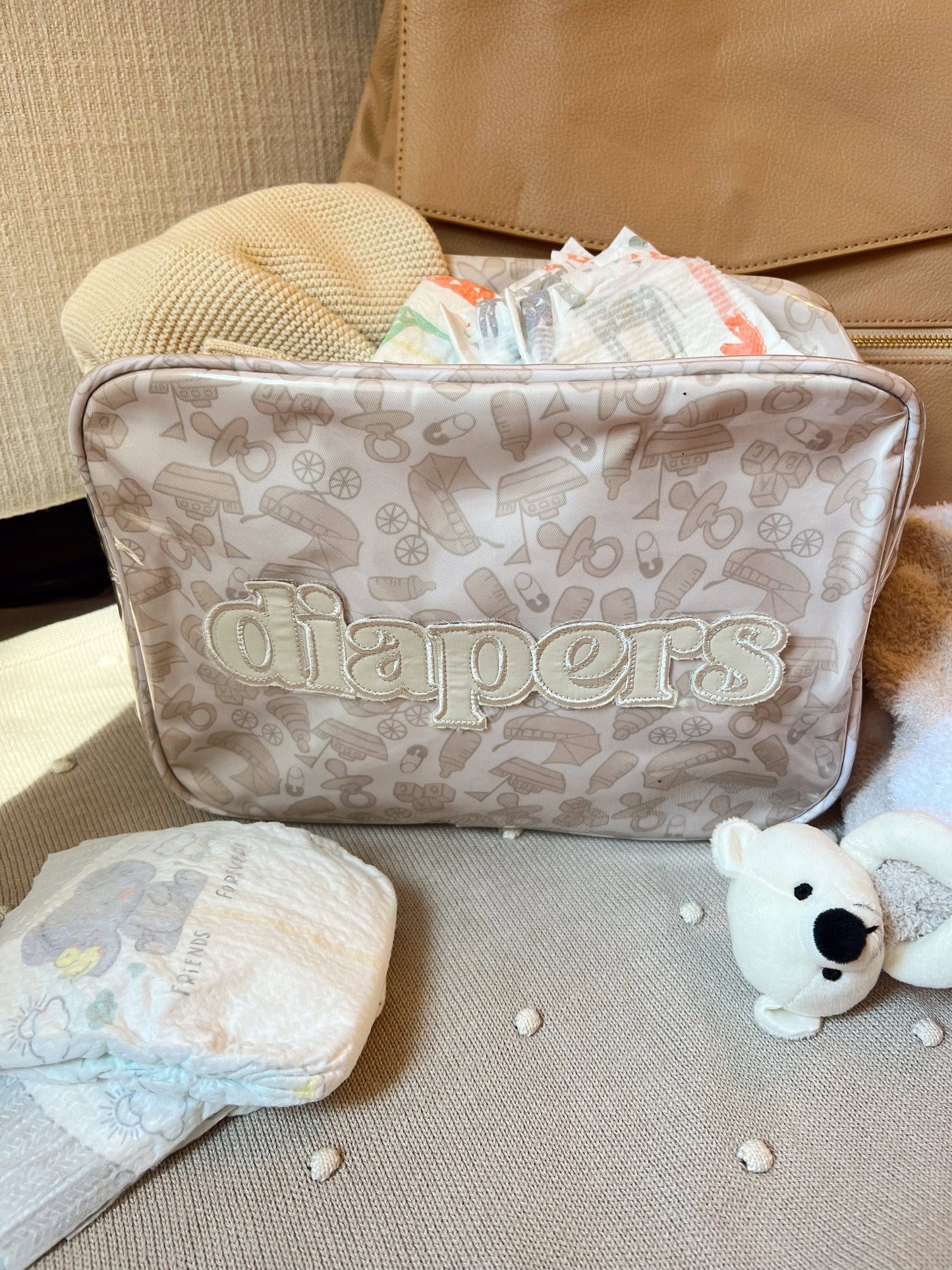 Diapers XL - Clear Coat Bag: Tan