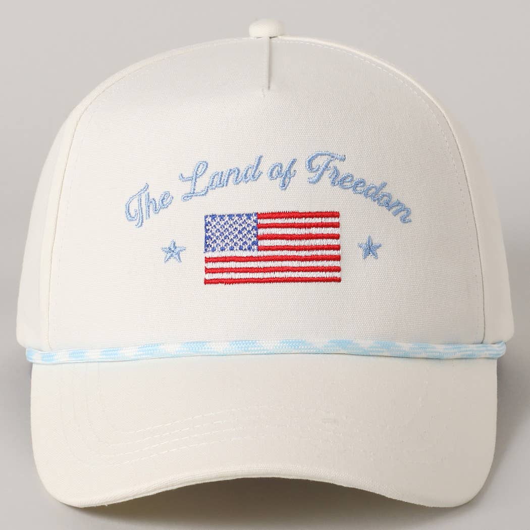 The Land of Freedom Flag Embroidered Trucker Hat: ROYAL BLUE / ONE SIZE