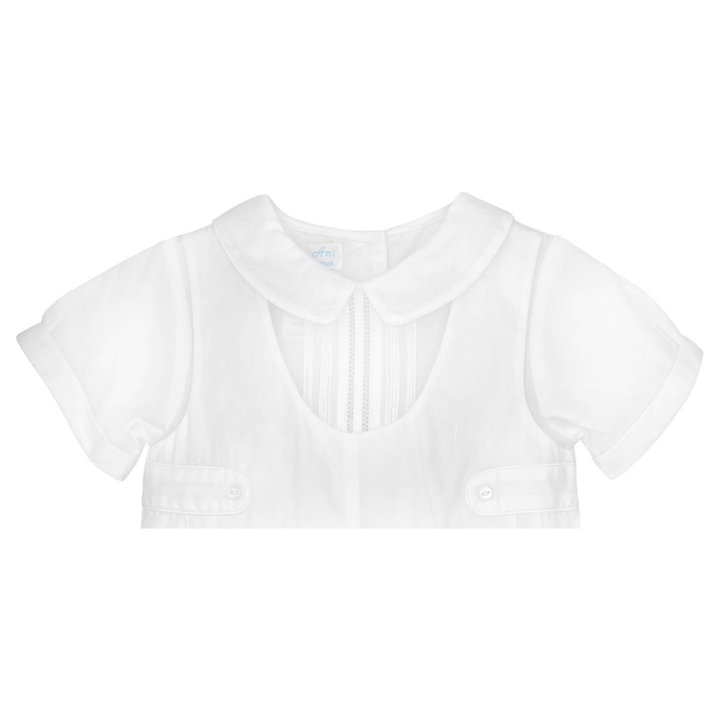 Baby boy Shortall with Pintucks and Side Tabs: Navy