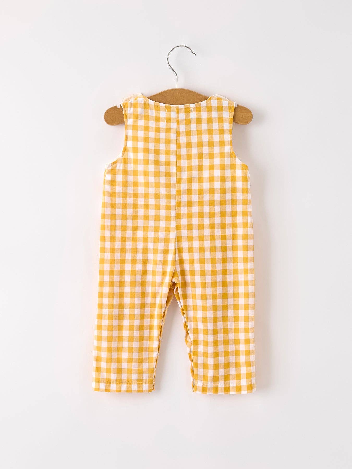 Autumn Thanksgiving Yellow Plaid Turkey Pumpkin Embroidery Smock Boys Romper