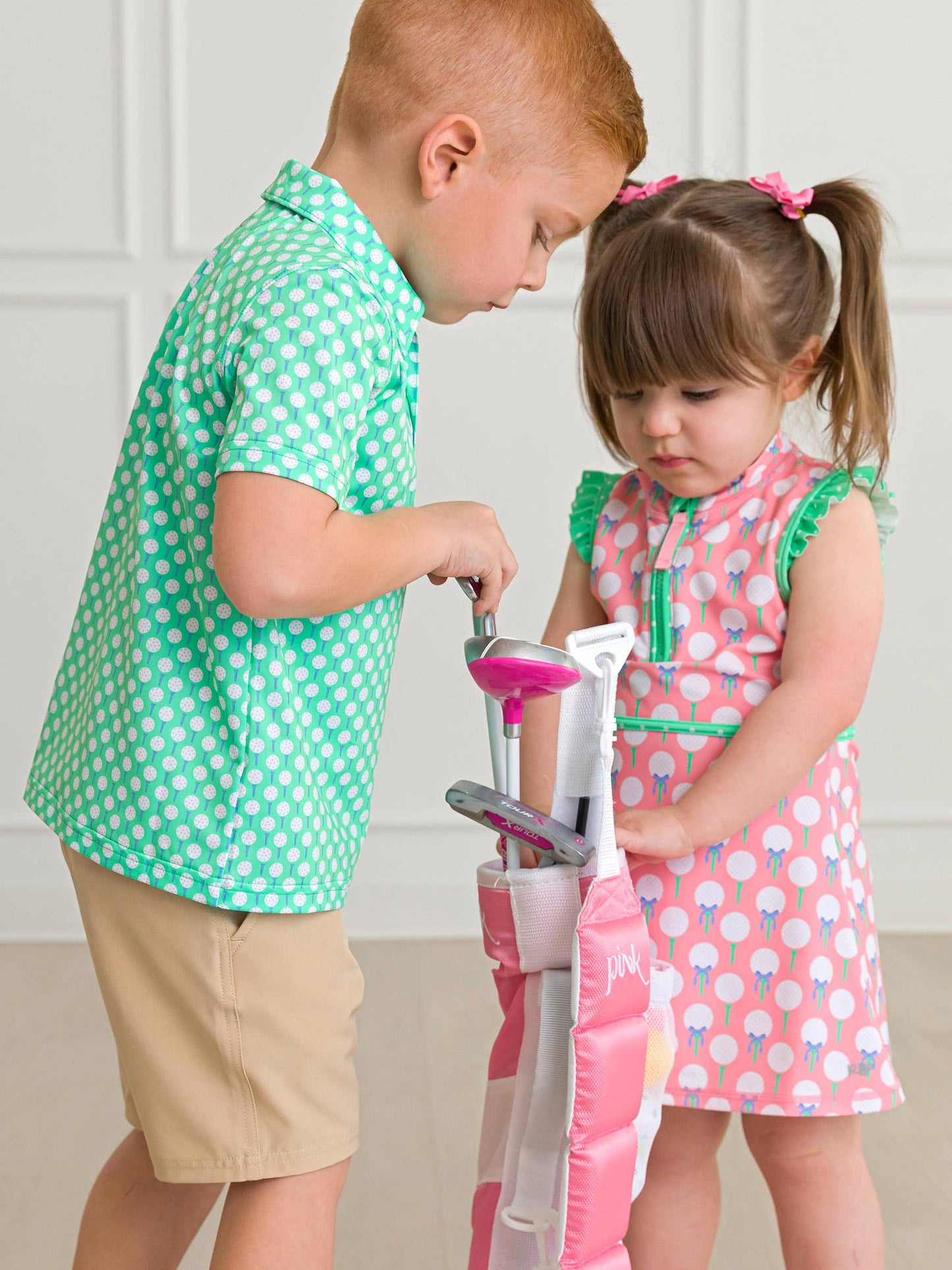 Boys Tiny Tee Time Golf Knit Short Sleeve Performance Polo: Green