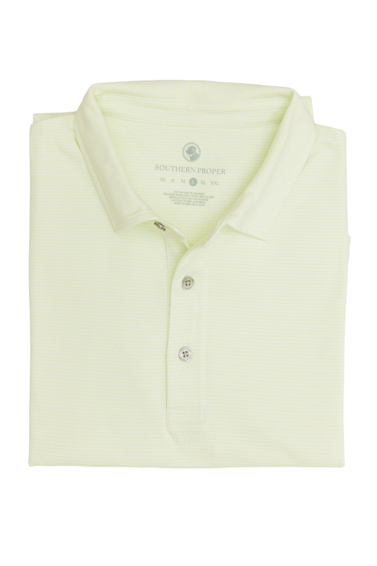 Tensaw Stripe Polo: Lime: Southern Proper