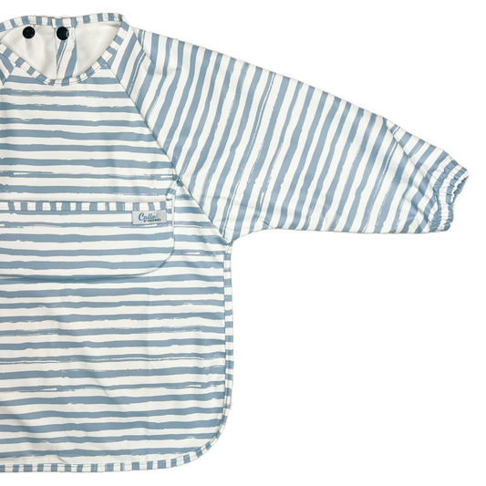 The Grayson Long Sleeve Bib - Brush Stripes: Powder Blue