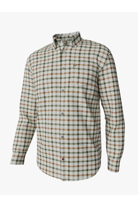 Southern Point Co. HADLEY LUXE LONG SLEEVE BUTTON DOWN- Burke Tattersall Cypress