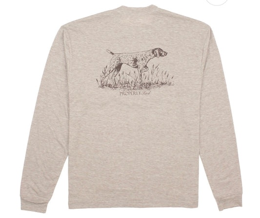 Properly tied Portland Pocket Tee LS Pointer Sand