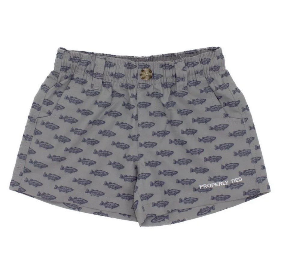 Properly Tied Boys Mallard Shorts - spotted bass