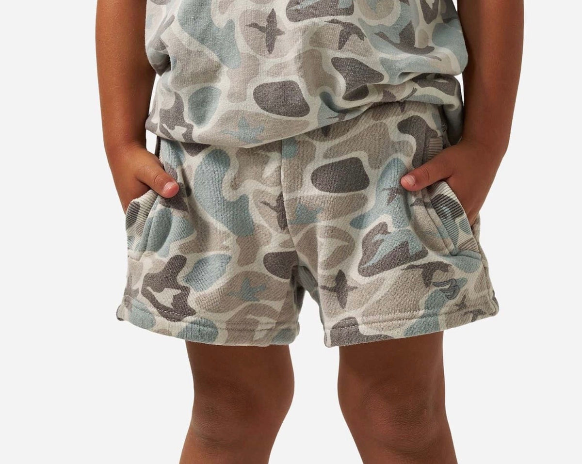 Burlebo youth vintage washed shorts - mallard mayhem camo