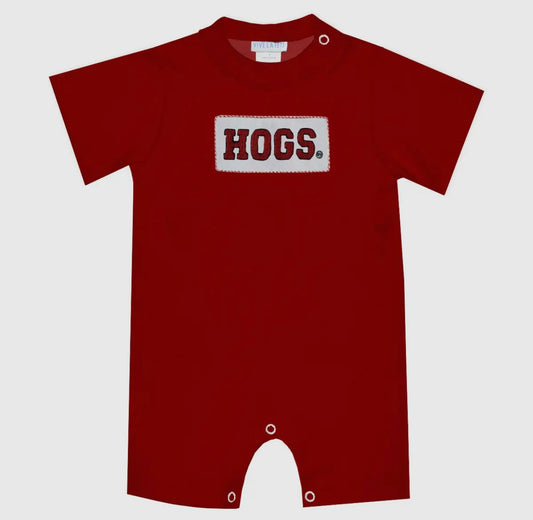 Arkansas Razorbacks Smocked Knit Short Sleeve Romper