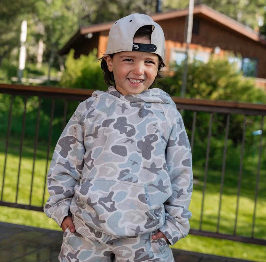 Burlebo youth vintage washed hoodie - mallard mayhem camo