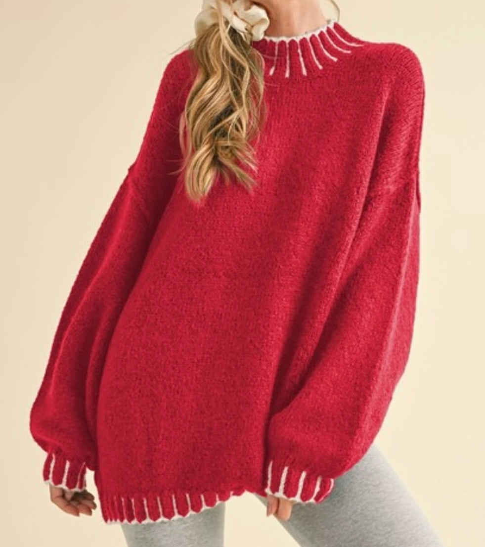 Oversized red sweater