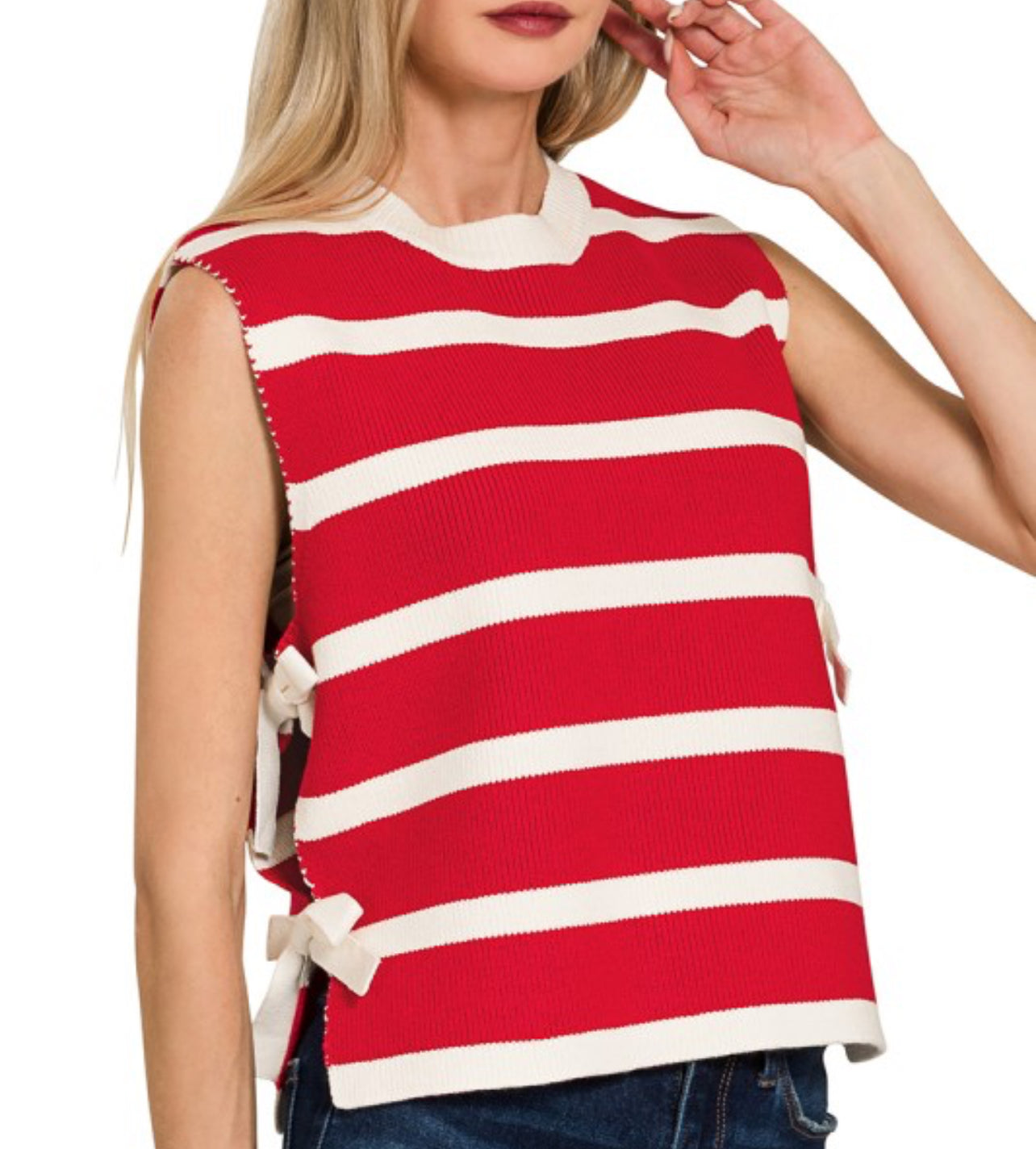 Side tie sweater vest