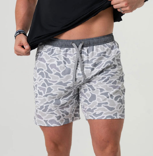 Burlebo Athletic Short - White Camo - Grey Liner 7in