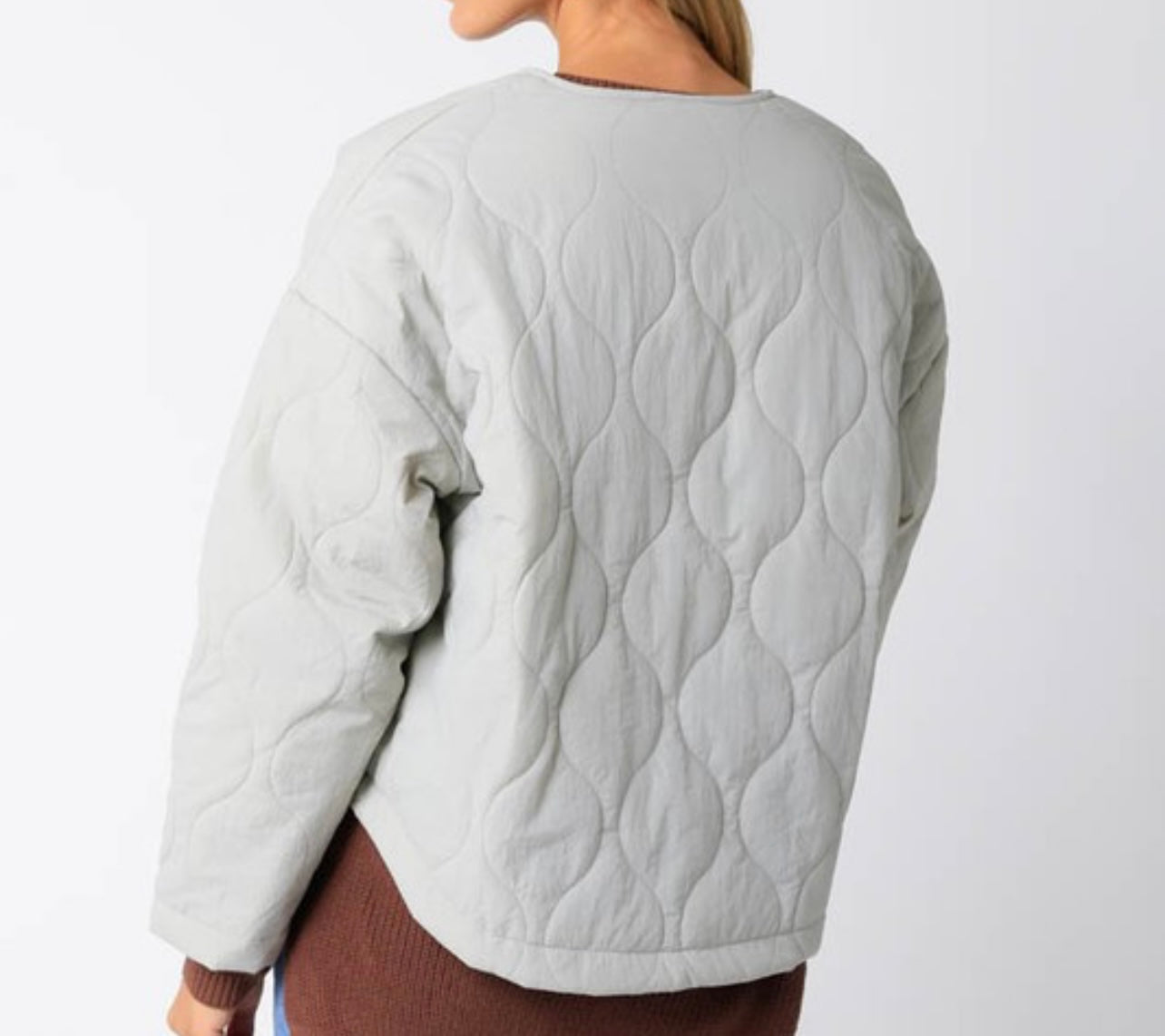 Quilted zip jacket in silver