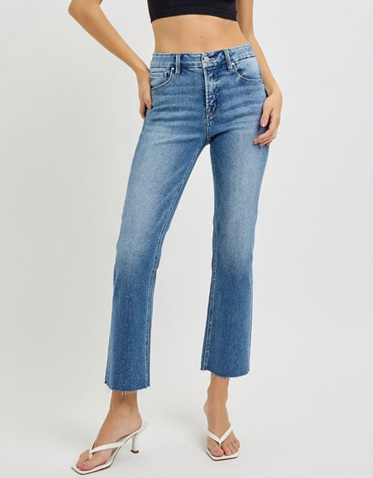 Risen jeans TUMMY CONTROL HIGH RISE CROP STRAIGHT JEANS