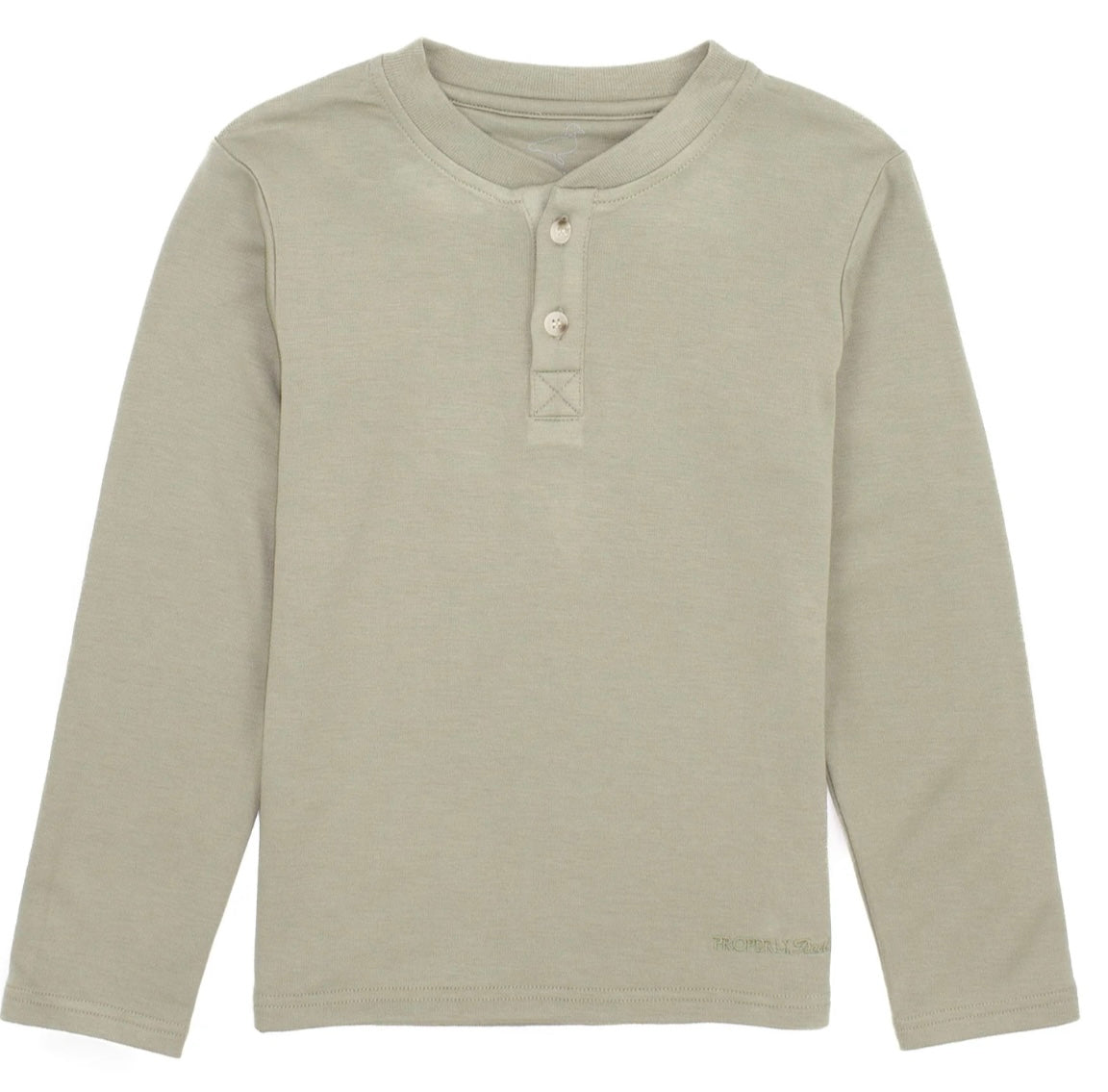 Properly tied Boys Shoreline Henley LS Cedar