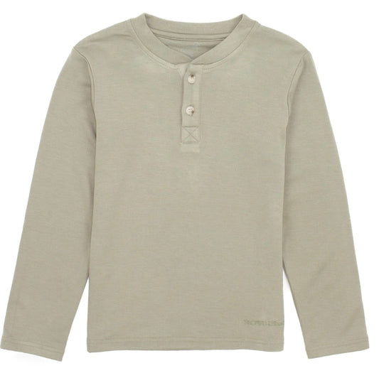 Properly tied Boys Shoreline Henley LS Cedar