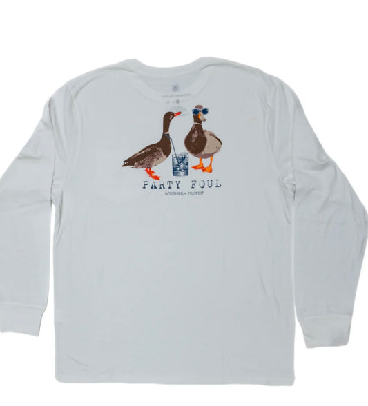 Southern proper: PARTY FOUL LS TEE - WHITE