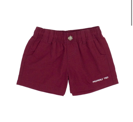 Properly Tied Boys Mallard Shorts - maroon