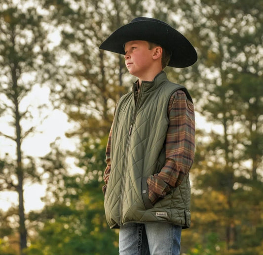 Local boy Youth Diamond Quilted Vest - cedar