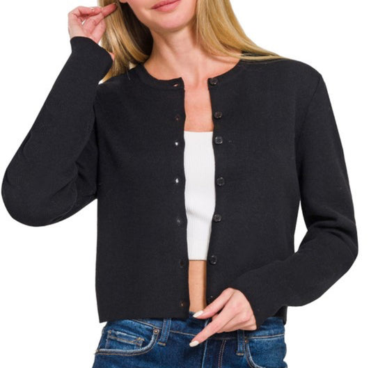 Crewneck black cardigan