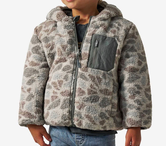 Burlebo youth mountain fleece hoodie jacket - classics deer camo reversible
