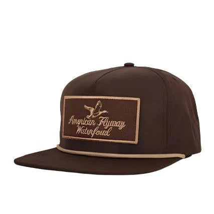 AMERICAN FLYWAY WATERFOWL
Throwback Vintage Rope Hat Brown with Patch and Tan Rope