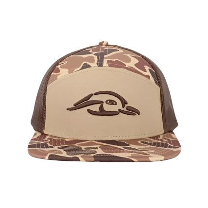 AMERICAN FLYWAY WATERFOWL
7 Panel Brown Old School AFW Style w- 3 D Puff and Brown Mesh