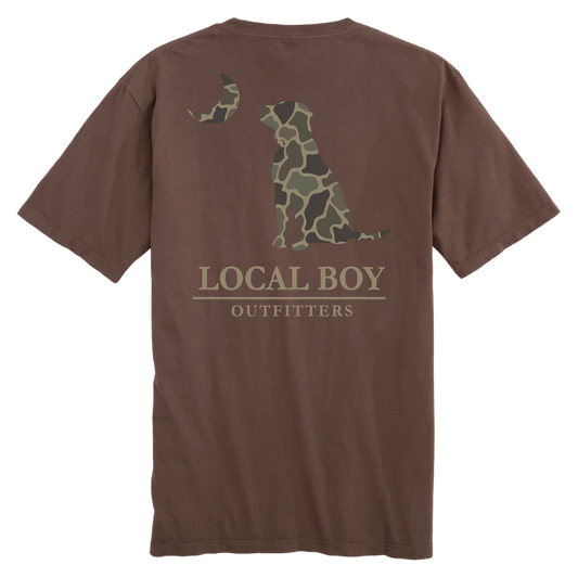 Local boy brush camo dog & moon ss tee