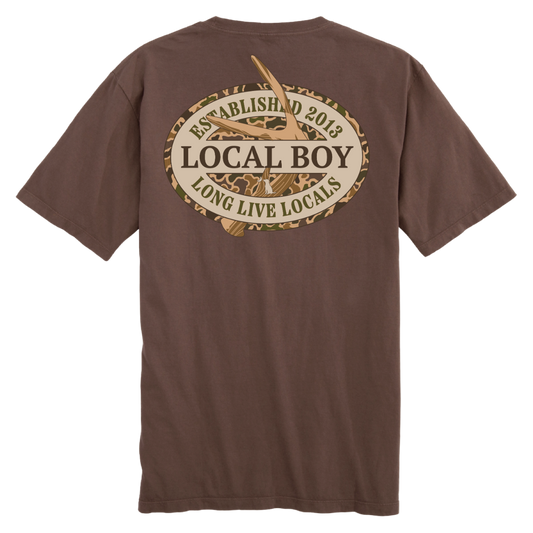 Local boy old school antler oval ss tee