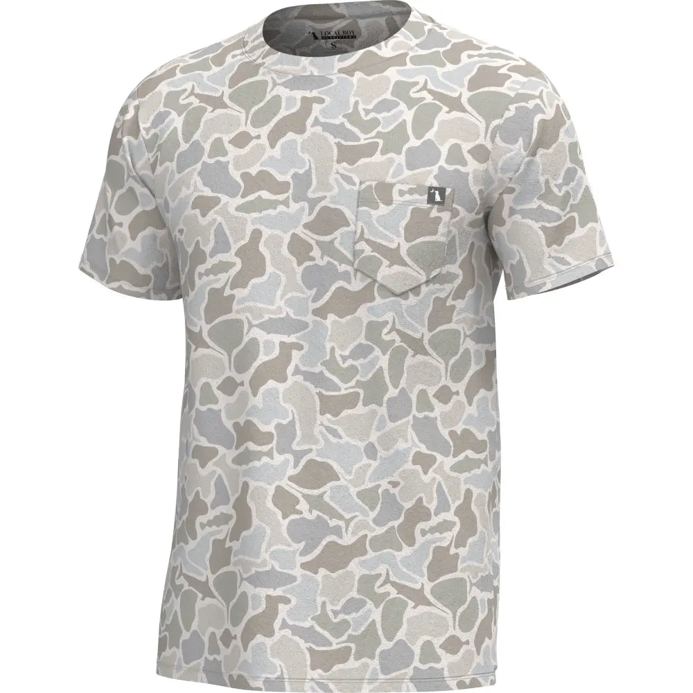 Local Boy Heather Blend SS Crewneck saltwater camo tee
