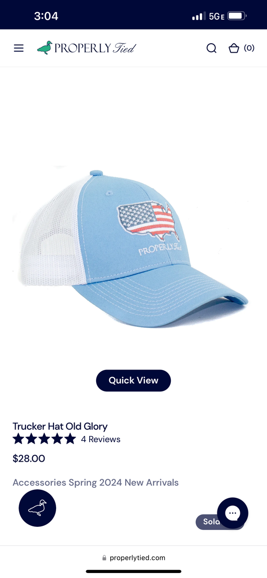 Properly Tied: Trucker Hat Old Glory