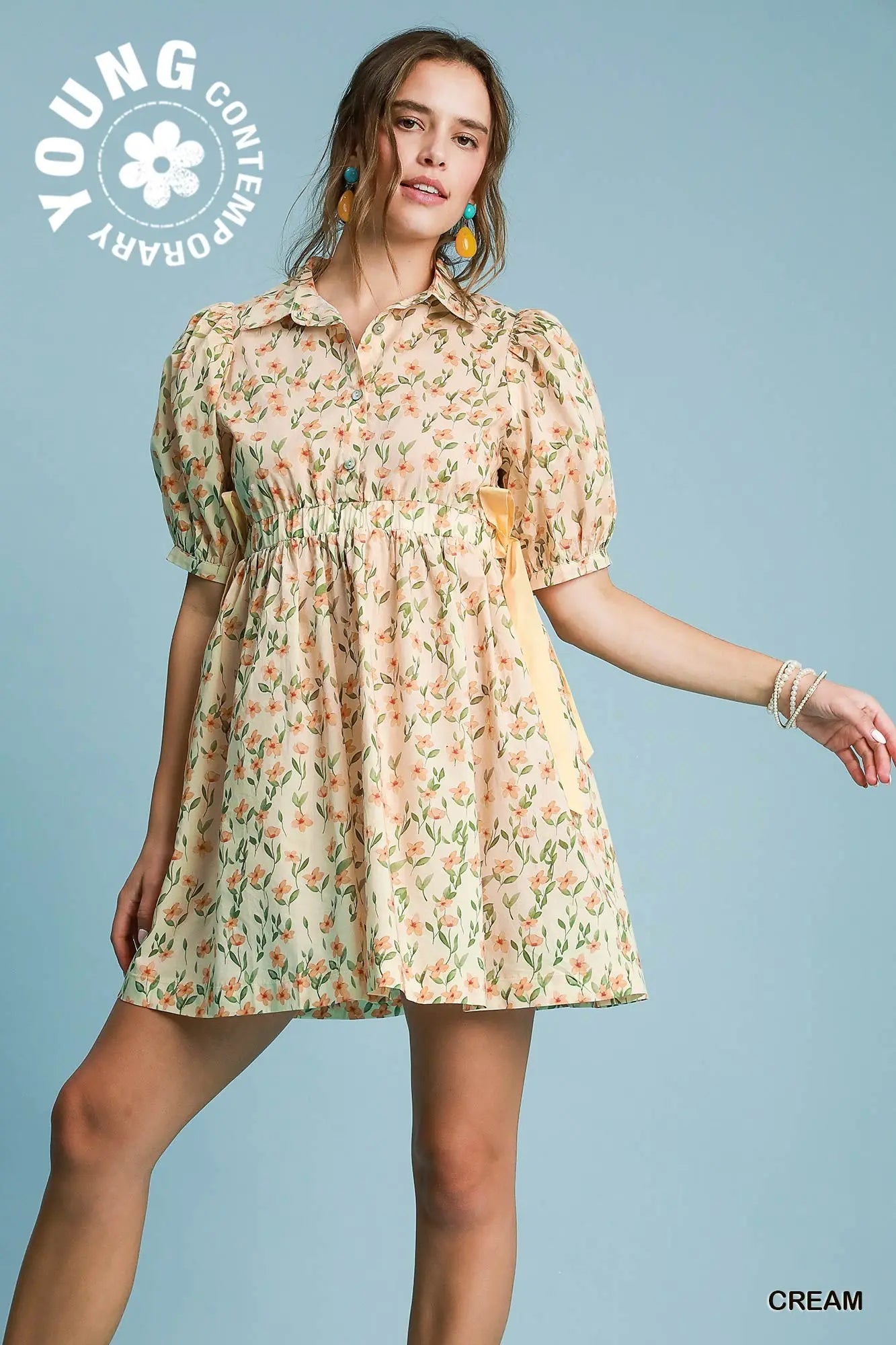 Floral Puff Sleeve Mini Dress