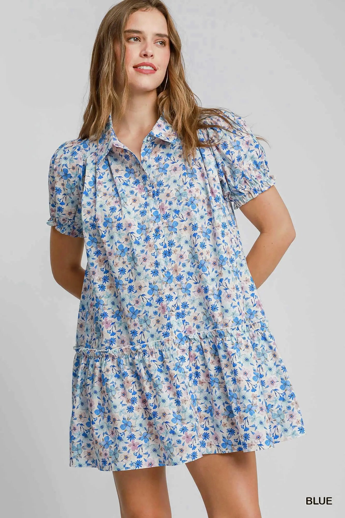 Floral Print Mini Shirt Dress