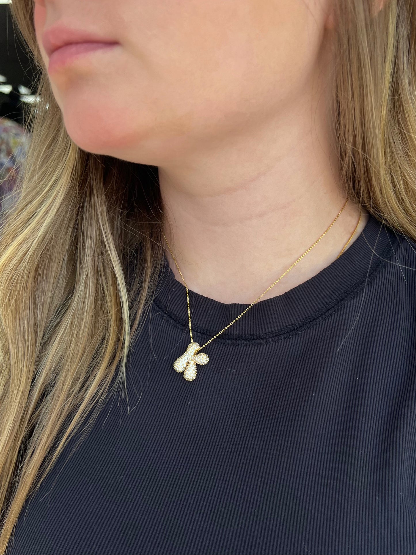 Crystal Bubble Initial Necklace