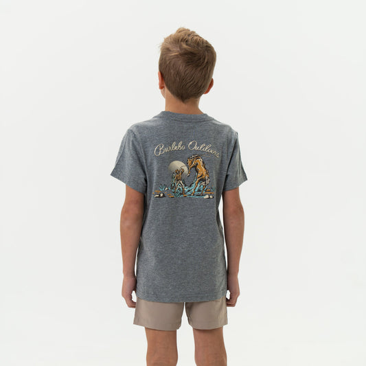 Burlebo Youth Tee - Cowboy Up - SS - Dark Heather Grey